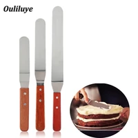 6810 inch stainless steel cream cake knife wood handle butter spatula knife wedding cake for kitchen baking confectionery tool