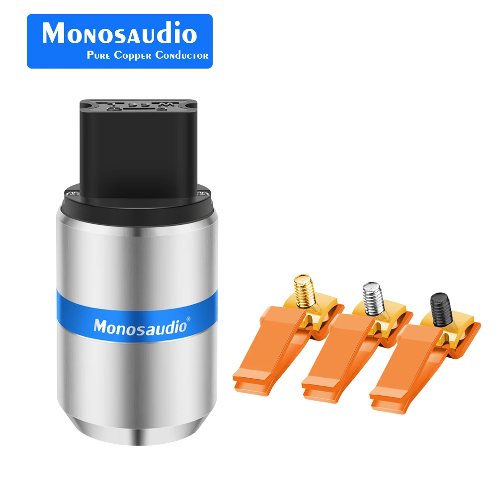 Monosaudio F126 C19 Pure Copper IEC Female Connector Plug 20A AC Power IEC Connector Plug for 8MM Supply Cable Wire