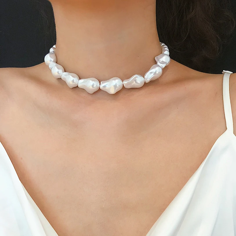 

Baroque Pearl Necklace for Women Elegant Imitation Irregular Pearls Chain Short Choker Vintage Wedding Party Collar Jewelry