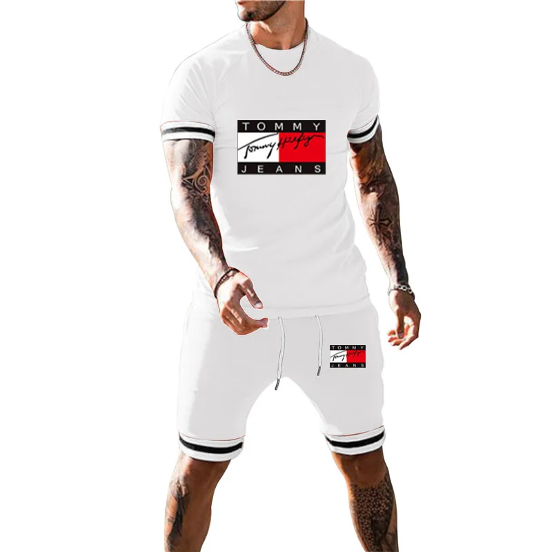 

Спортивная мужская спортивная одежда, шорты, Быстросохнущий костюм из 2 предметов, летний мужской костюм, одежда для фитнеса, спортивный кос...