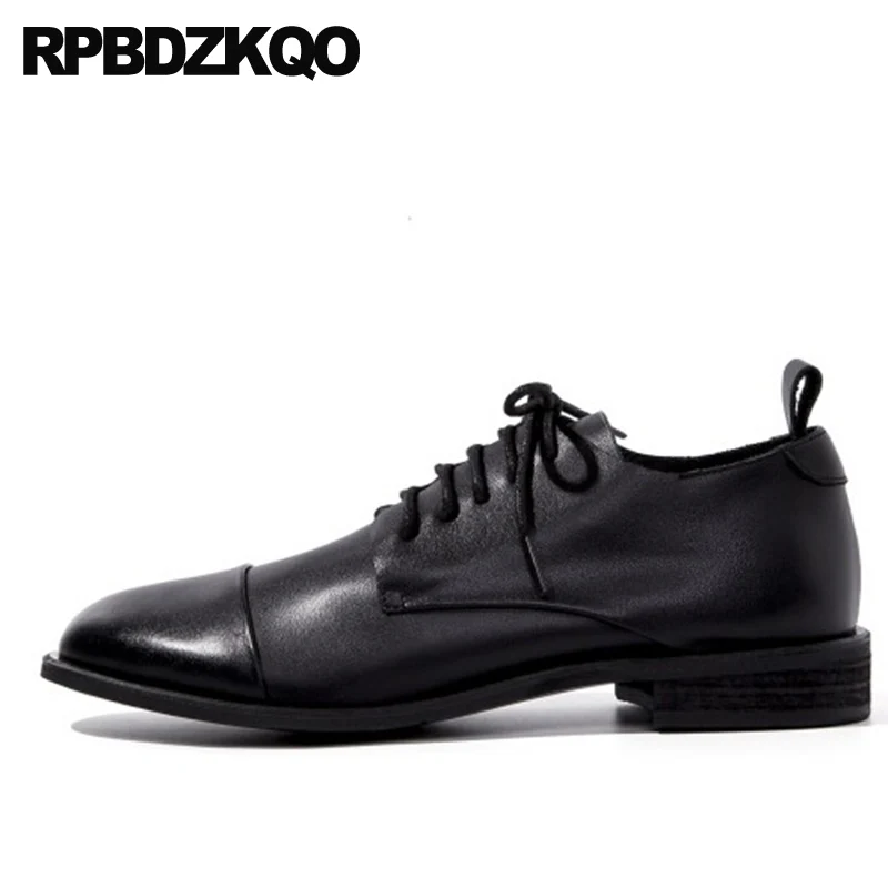 

11 Round Toe 10 Chinese Large Size Flats Black Leisure Designer Shoes Women Luxury 2021 Genuine Leather Lace Up China Italian