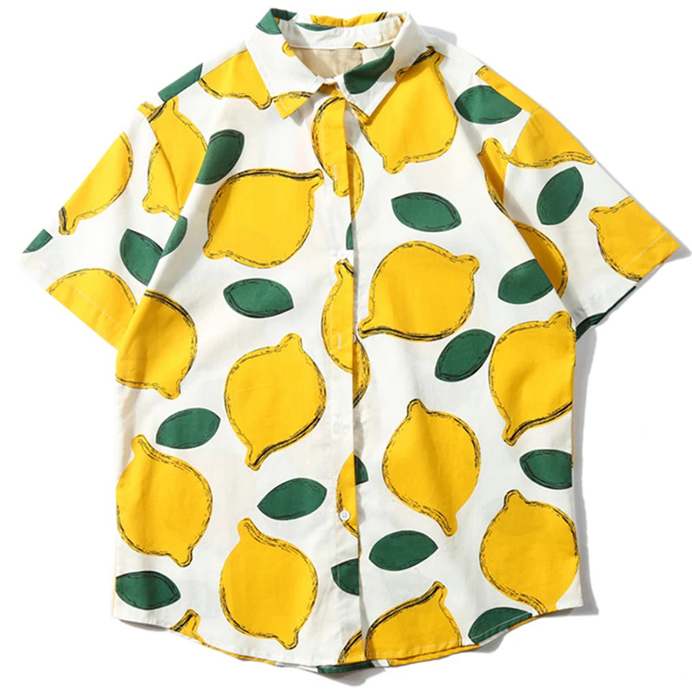 Асимметричная футболка с принтом лимона модные повседневные рубашки коротким