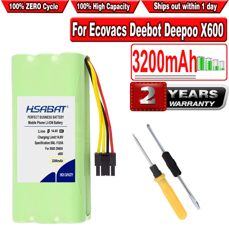 Аккумулятор HSABAT 3200 мАч Ni MH для пылесоса Ecovacs Deebot Deepoo X600 ZN605 ZN606 ZN609 Midea