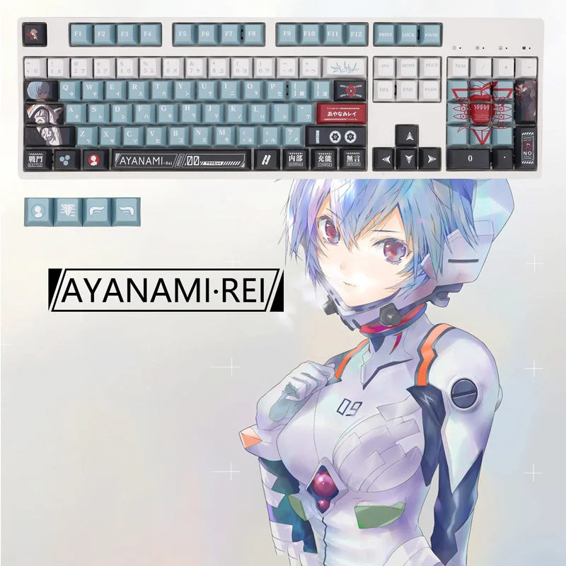 

108-key Anime EVA Ayanami Keycap PBT Sublimation Cherry Height Mechanical Keyboard Keycap Satellite Axis for Cherry MX Switch