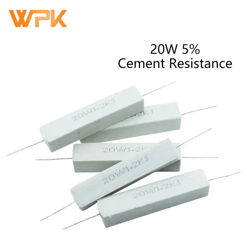 Cement Resistor 20W 1R/2/2.2/2.5/3/4/5/10/30/33/200 1~100K 1/1.5/2/3/4.7K Ceramic 5% Accuracy 2 pcs | Электронные компоненты и
