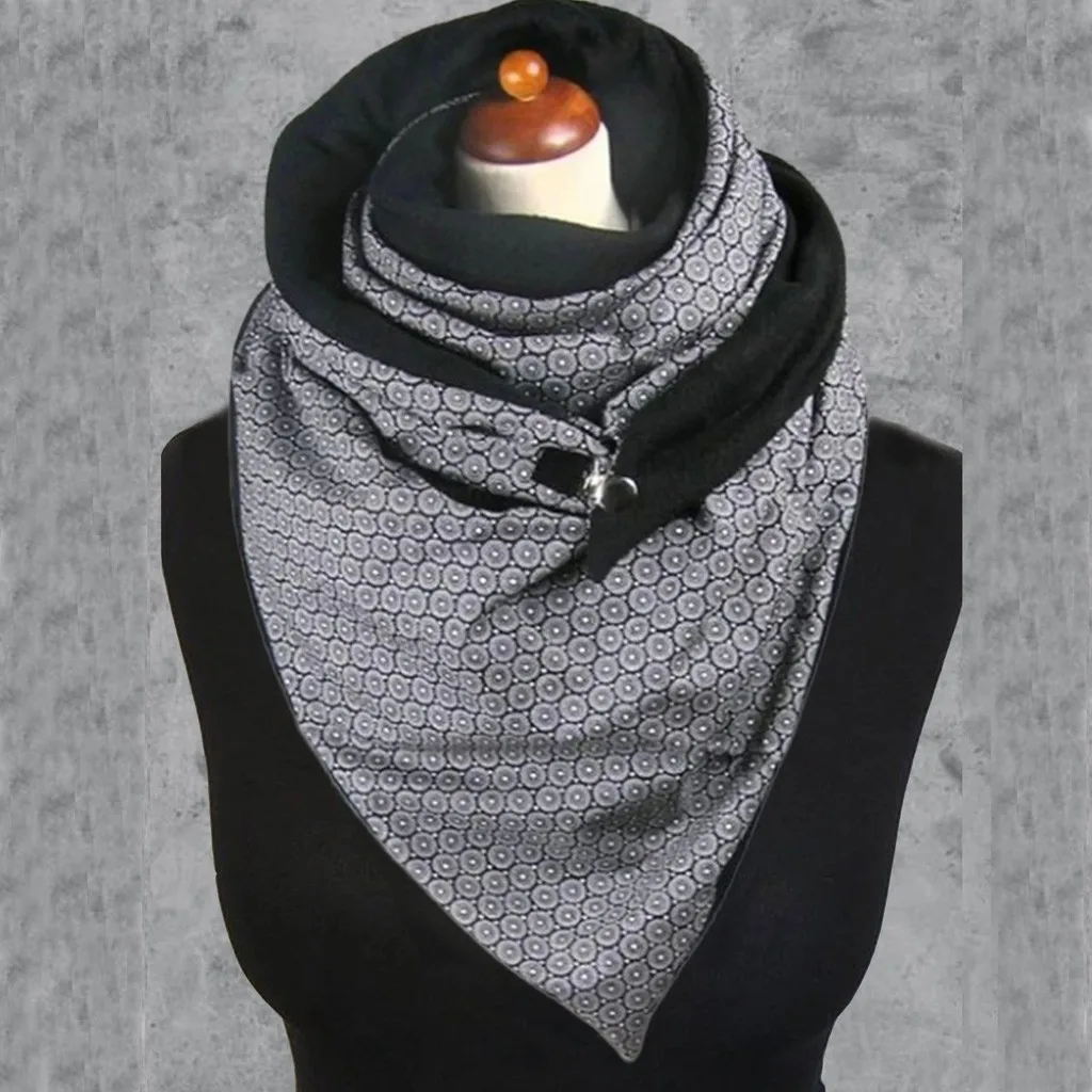 @ Scarves Women Soild Dot Printing Button Soft Wrap Shawls Head Face Neck Gaiter Outdoor Print Scarf Cover |