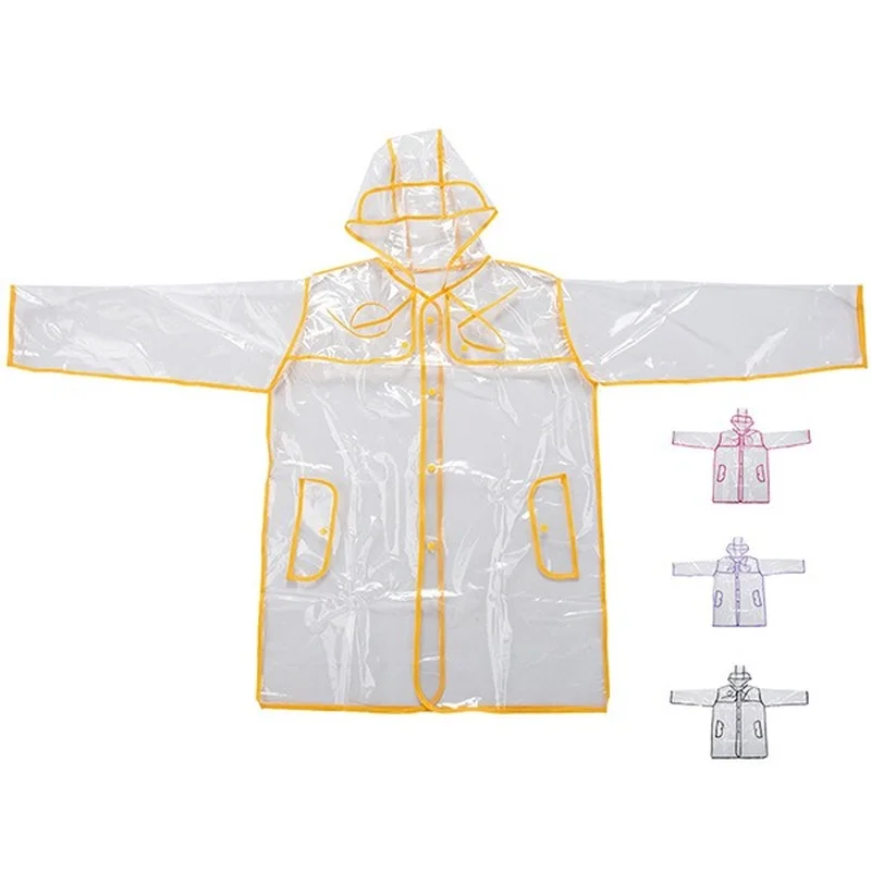 

Transparent Rain Coat PVC Vinyl Waterproof Raincoat Outdoor Travel Runway Hooded Poncho Rain Coats Ladies Rainwear