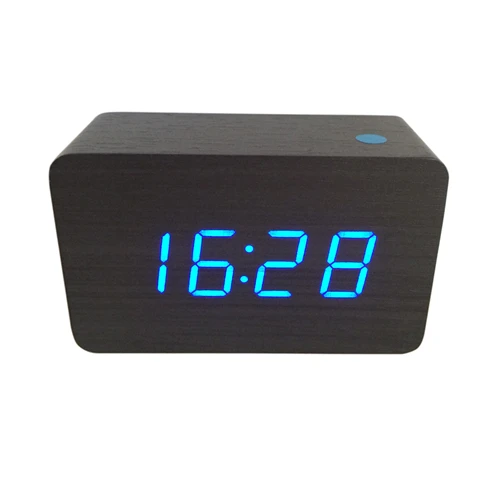 black board blue Мини-будильник с управлением звуком Деревянные Часы светодиодный дисплей милые настольные часы цифровые часы AJ6030 - Цвет: black board blue