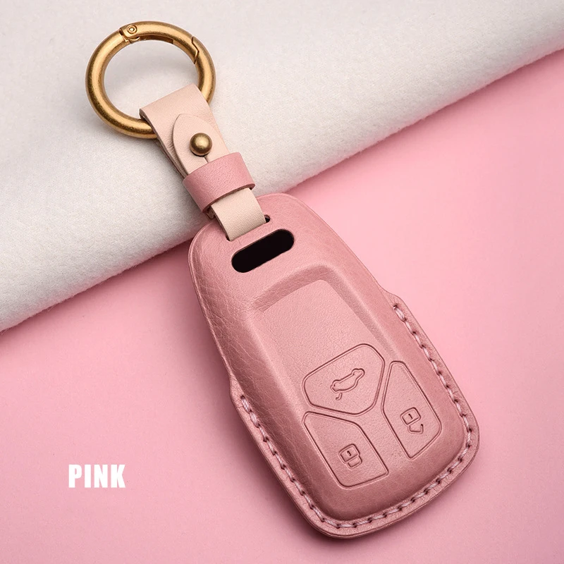 

leather car key case cover for audi a3 8p 8v a4 b7 b8 b5 b9 a1 a5 q7 q5 a6 4f c6 c5 c7 c4 tt q3 s3 a7 a8 c4 tt 8n protect