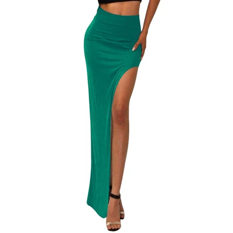 New Fashion Charming Sexy Women Lady Long Skirts Open Side Split Skirt Long High Waist High Slit Maxi Skirt Black