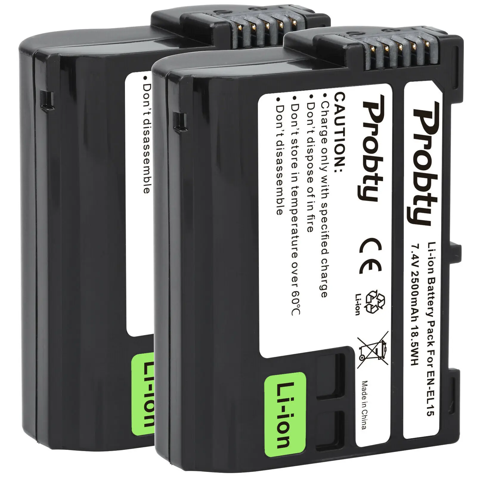 

2 Pcs 2500mAh EN-EL15C EL15C EN EL15 Battery for Nikon Z5, Z6, Z6 II, Z7, Z7II D780, D850, D7500, D500, D600 Cameras