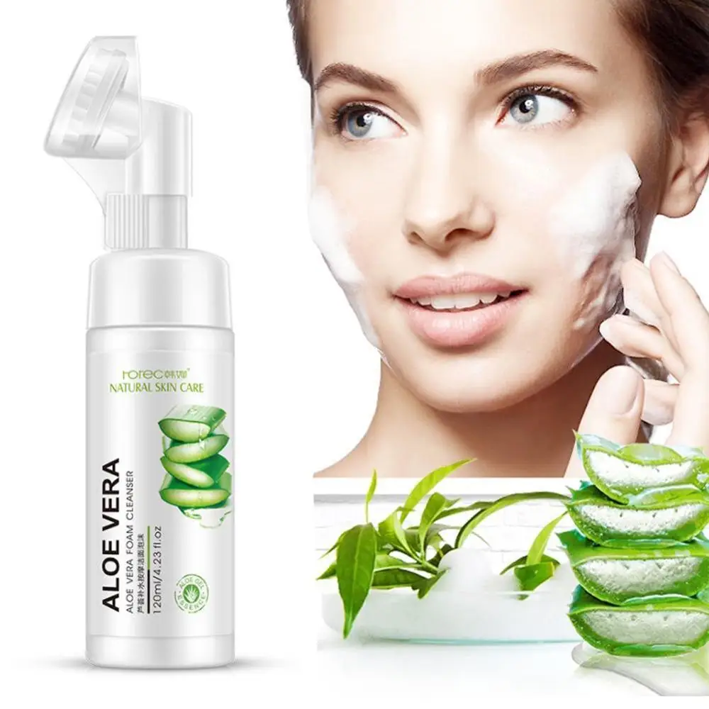 Gel natural antienvejecimiento de Espuma limpiadora de Aloe Vera, 120ml Limpiador Facial, Limpieza Profunda, productos de belleza y cuidado de la piel de las mujeres