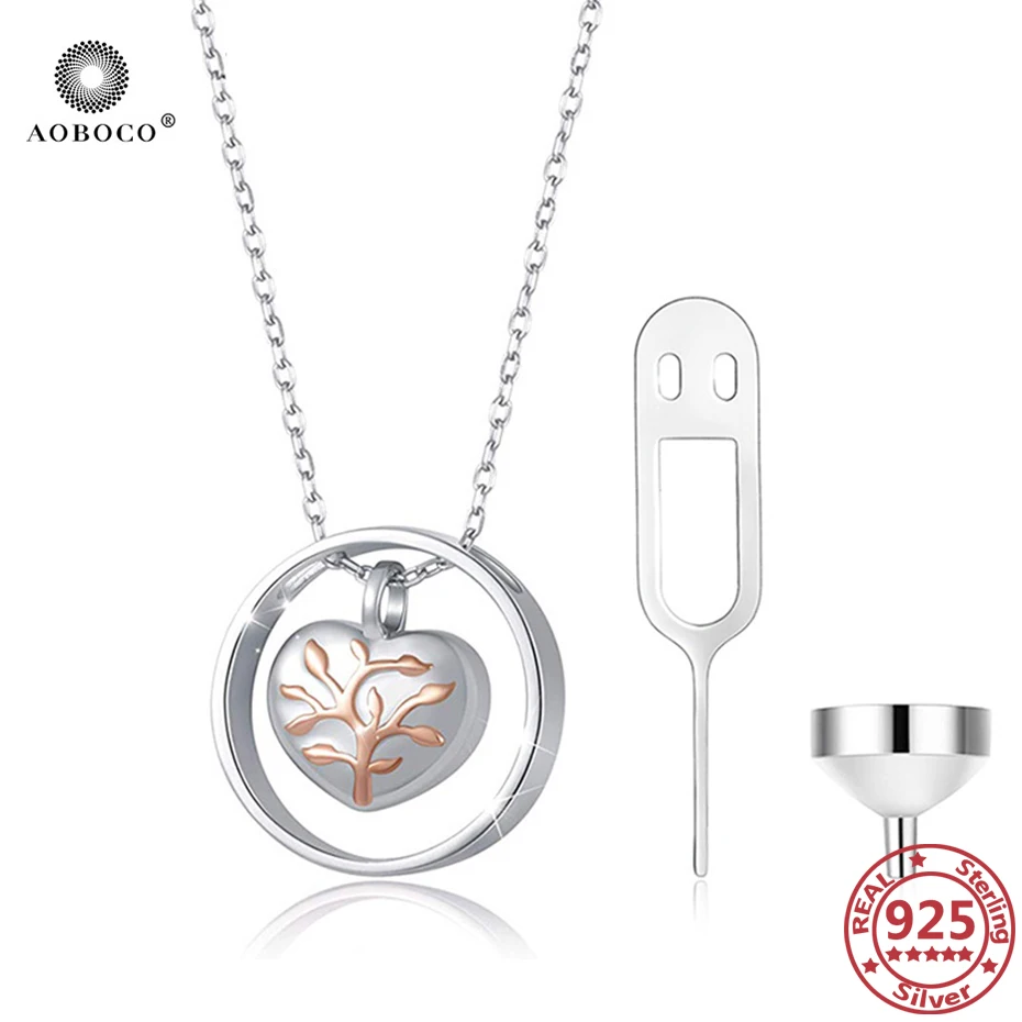 

AOBOCO 925 Sterling Silver Life of Tree Pendant Urn Necklaces for Ashes Memorial Urns Necklace Pet Ashes Casket Keepsake Jewelry