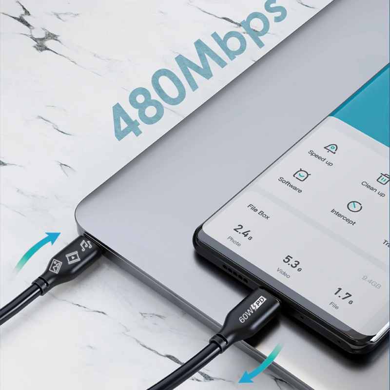 Кабель CABLETIME PD 60 Вт с USB C на Type кабель для быстрой зарядки QC 4 0 iPad pro Macbook Air Matebook X