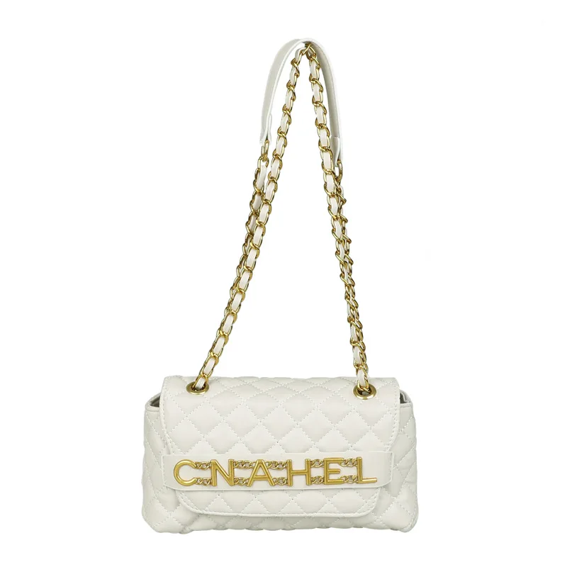 

2021 new ladies messenger chain bag rhombic temperament one-shoulder armpit women's bag letter pure color luxury messenger bag