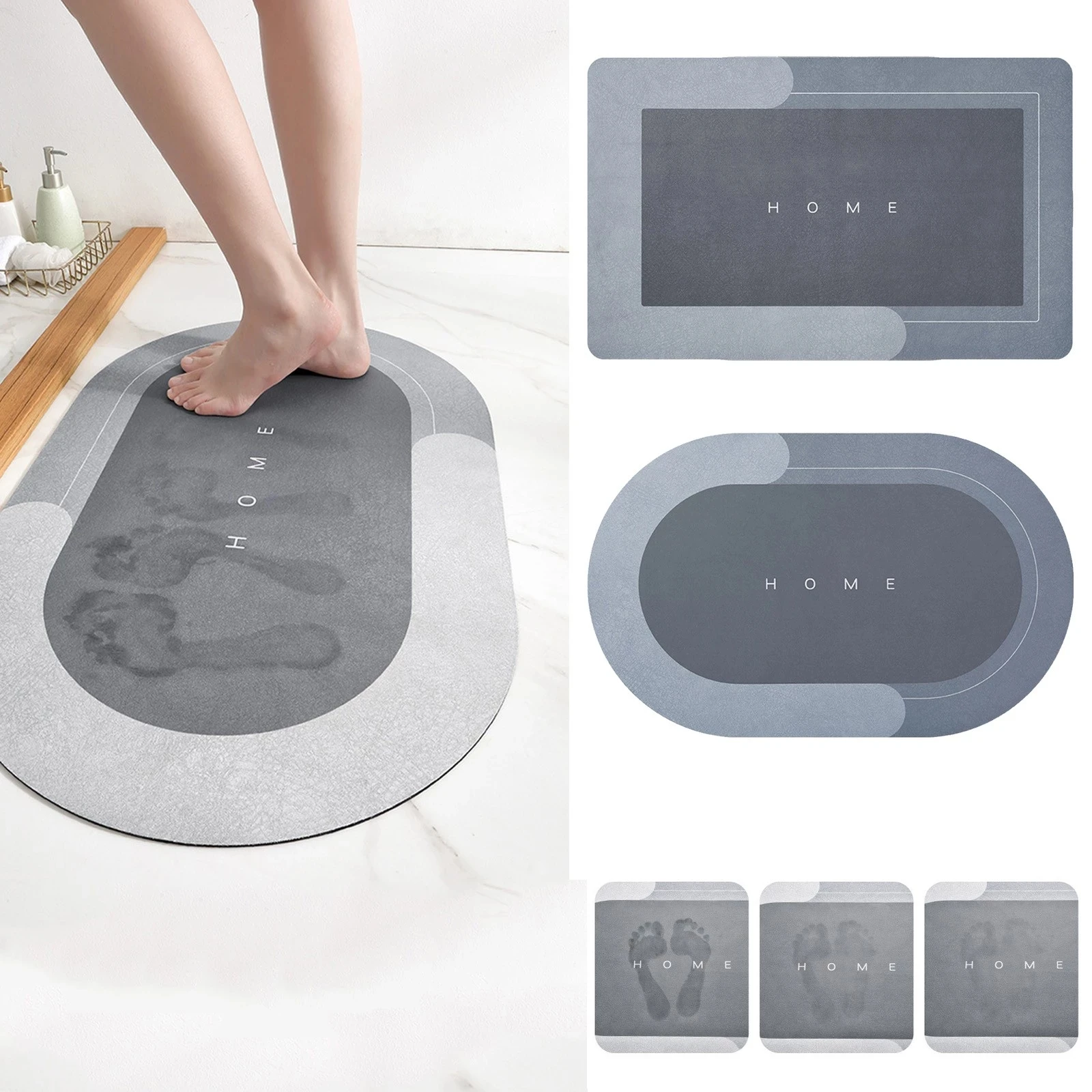 

60x40cm Napa Skin Super Absorbent Bath Mat Quick Drying Bathroom Carpet Home Oil-proof Kitchen Modern Simple Non-slip Floor Mats
