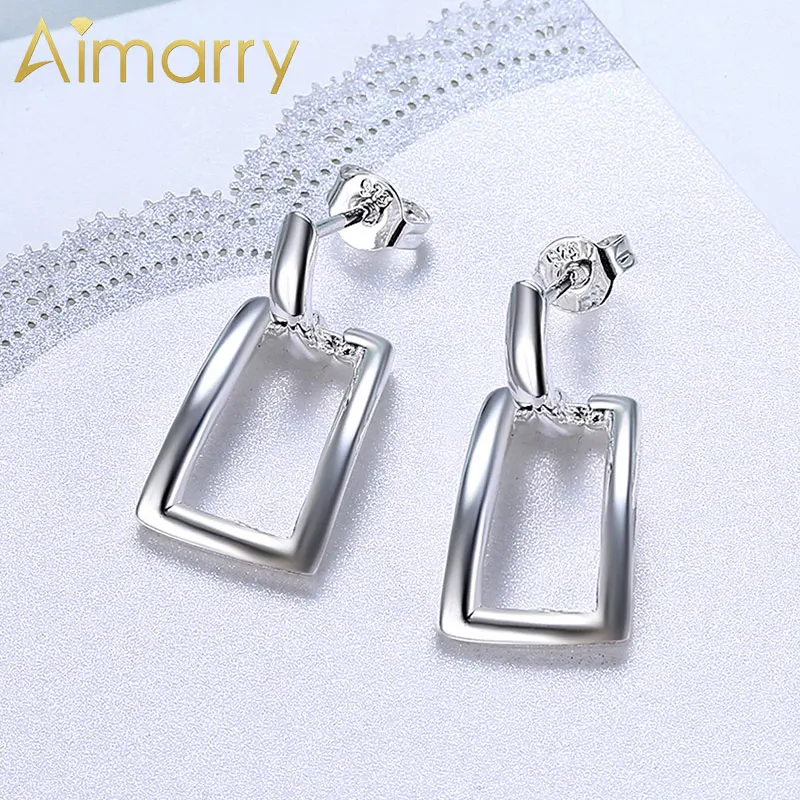 

Aimarry 925 Sterling Silver Square Geometry Earrings For Women Charm Party Wedding Engagement Gifts Fashion Jewelry