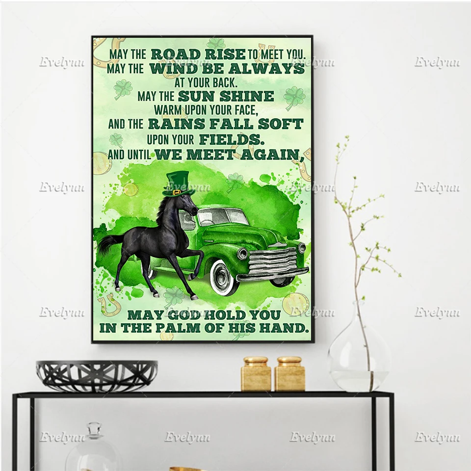 

May Road Rise To Meet You Print, Traditional Irish Blessing,St Patricks Day,Wall Art Prints Home Decor Canvas Floating Frame