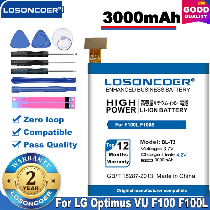 100% Оригинальный аккумулятор LOSONCOER 3000 мАч для LG Optimus VU F100S F100K F100 F100L VS950 P895