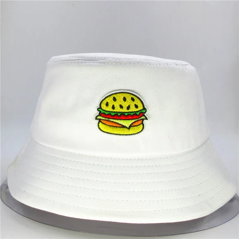 

LDSLYJR Hamburger embroidery cotton Bucket Hat Fisherman Hat outdoor travel Sun Cap Hats for men and Women 222