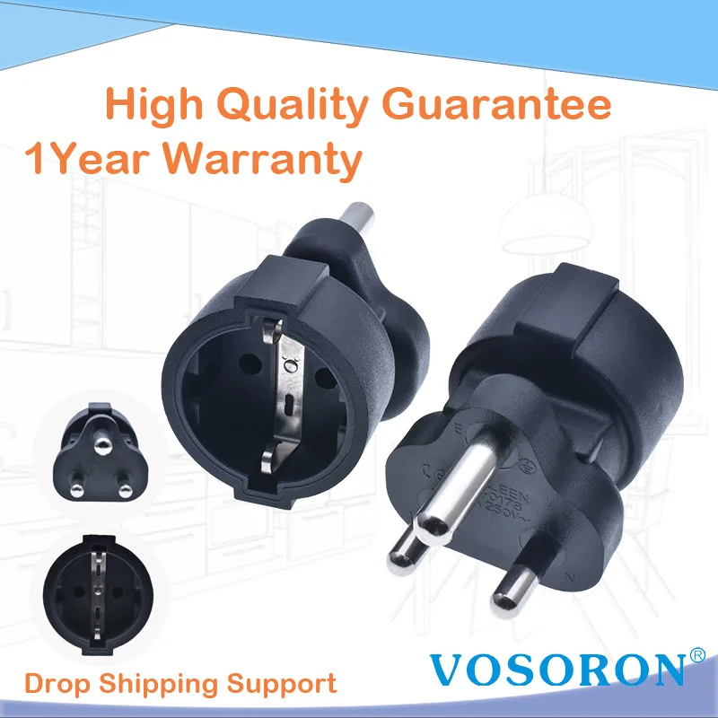 Черный медный стандарт 16A 250В Южная Африка штекер в Европейский женский