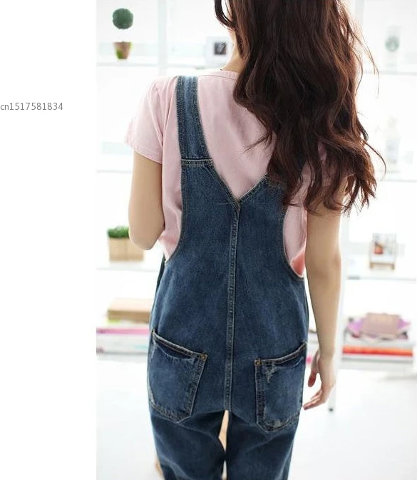 2022 Spring New Womens Ladies Baggy Denim Jeans Full Length Pinafore Dungaree Overall Jumpsuit Woman Overalls HOT | Женская одежда