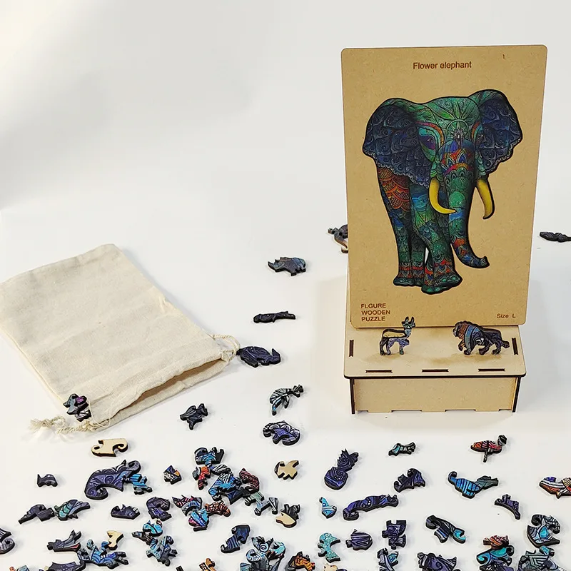 

Animal Wooden Puzzle for Adults Wooden Box DIY Crafts Animal Shaped Unique Gift Wooden Jigsaw Puzzle Hell Difficulty