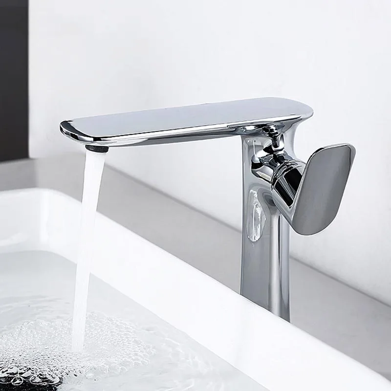 

Chrome Brass Bathroom Basin Faucet Top Counter Water Mixer Bathroom Cold Hot Tap