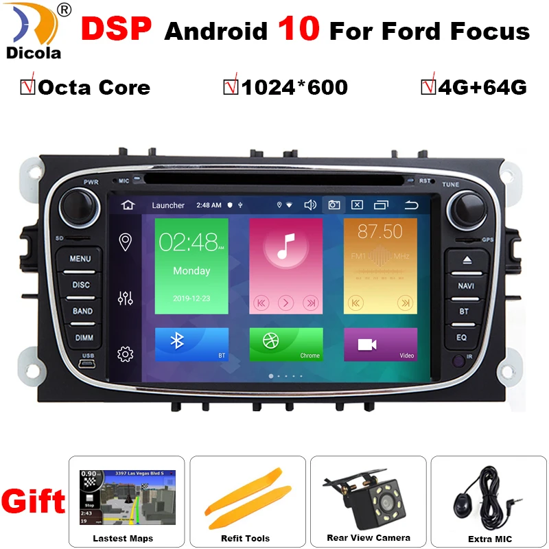 

7" DSP Android 10 4G+64G Octa Core 2 Din Car DVD PLAYER For Ford Mondeo S-max Focus C-MAX Galaxy Fiesta Form Fusion Radio Stereo