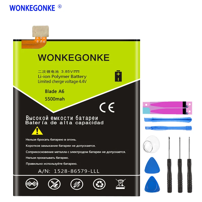WONKEGONKE 5500mAh Li3849T44P8h906450 Сменный аккумулятор для ZTE Blade A6 A6020/ Lite A0622|Аккумуляторы
