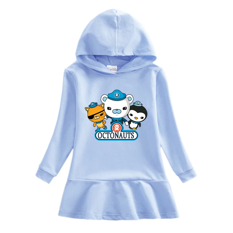 

Fashion Cute Kid Hooded Sweat Dress OCTONAUT StitchinLong Sleeve Female Baby Cartoon Autumn Winter Clothes for Kids Girl2020