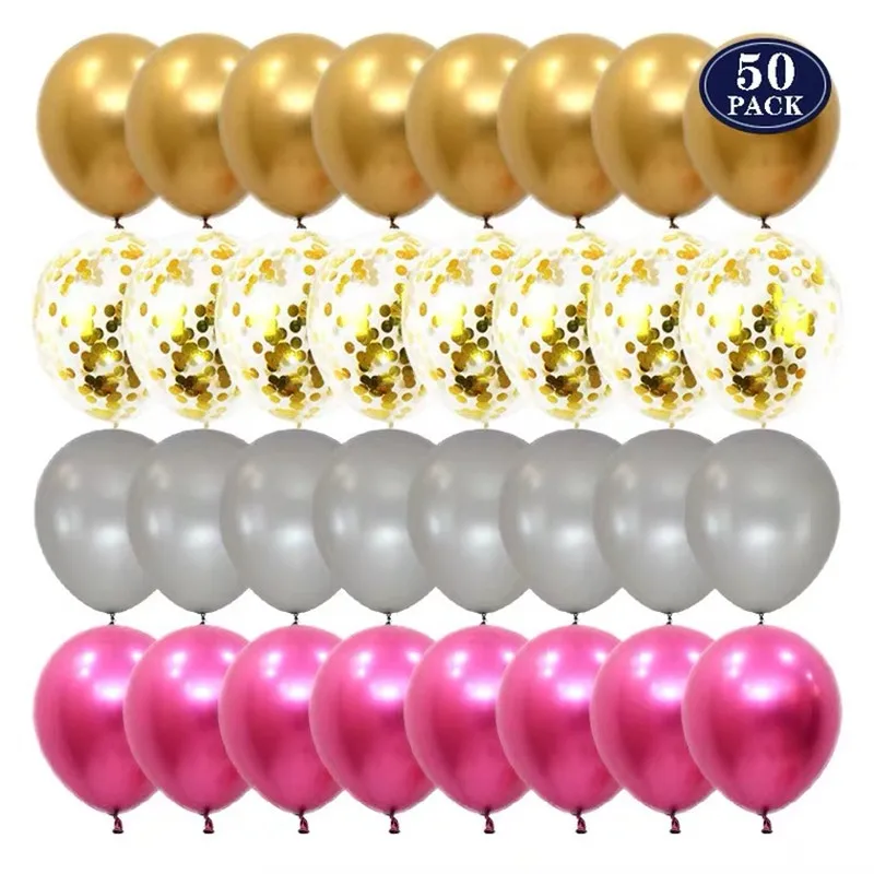 

50pcs Latex Balloons Ink Blue Chrome Gold Air Ball Arrangement Baby Shower Childrens Birthday Party Decoration Ballon Suppies