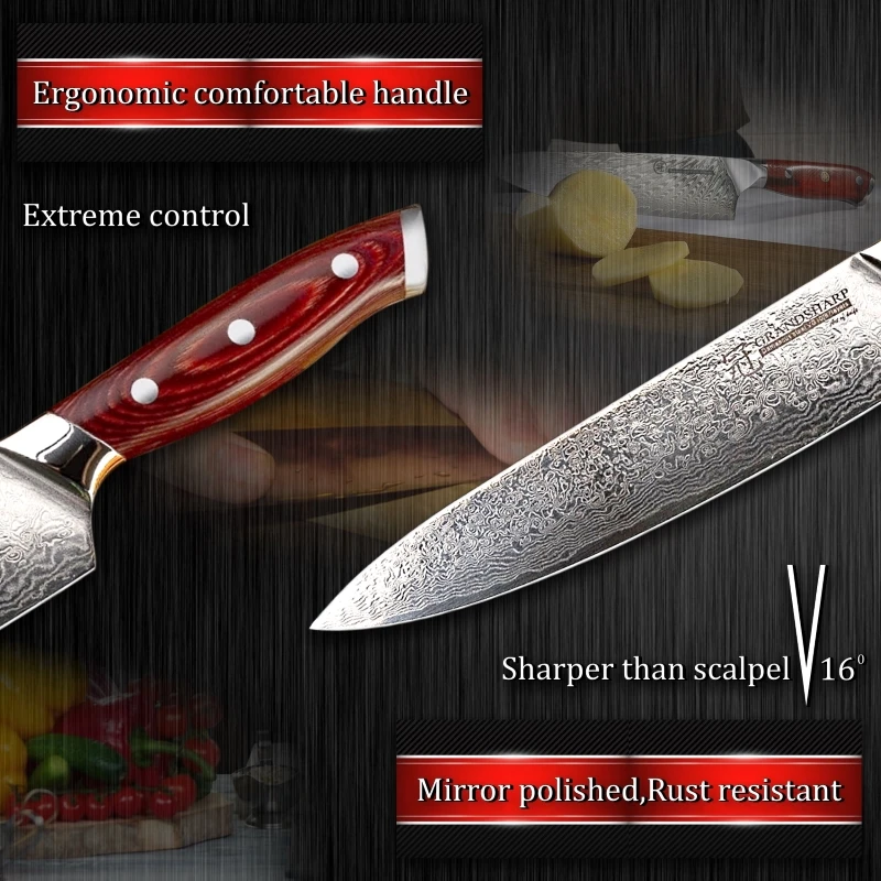 Дамасская сталь кухонный нож шеф-повара японский Дамаск Santoku кухонные ножи