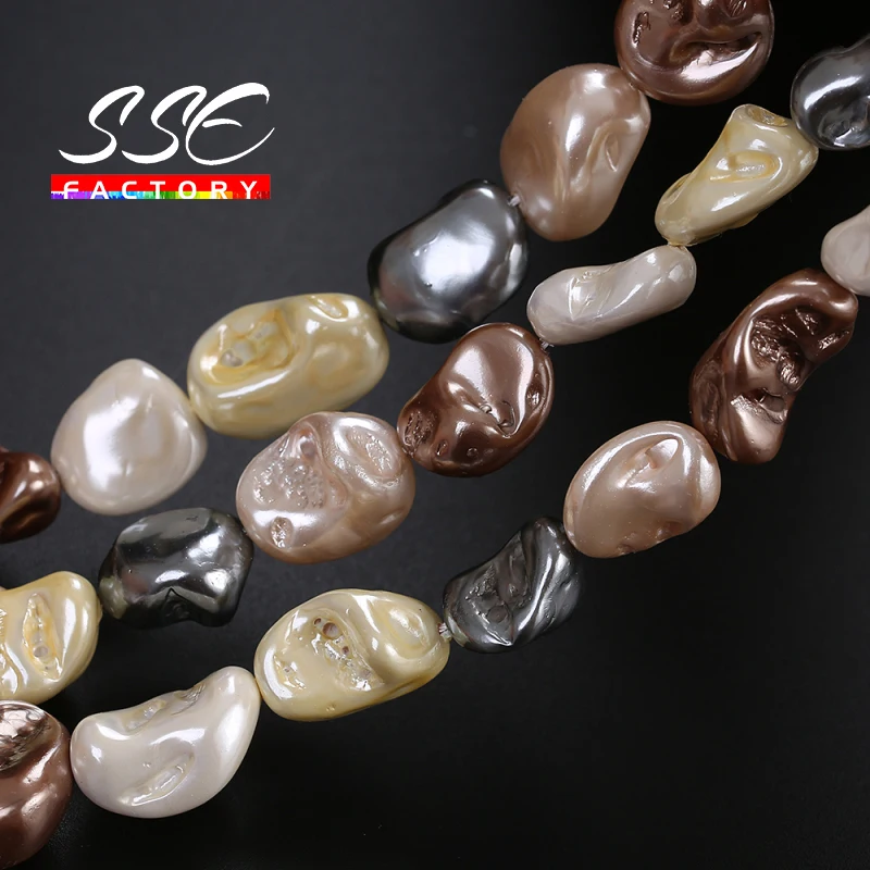 

16-20 mm Heat Treated Imitate Colorful Baroque Pearl Irregular Shell Loose Beads For Jewelry Making Diy Bracelets 15" Strand P24