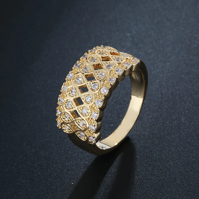 

European and American new style AAA zircon ring, eight-character gypsophila ring, ring, trendy ladies ring