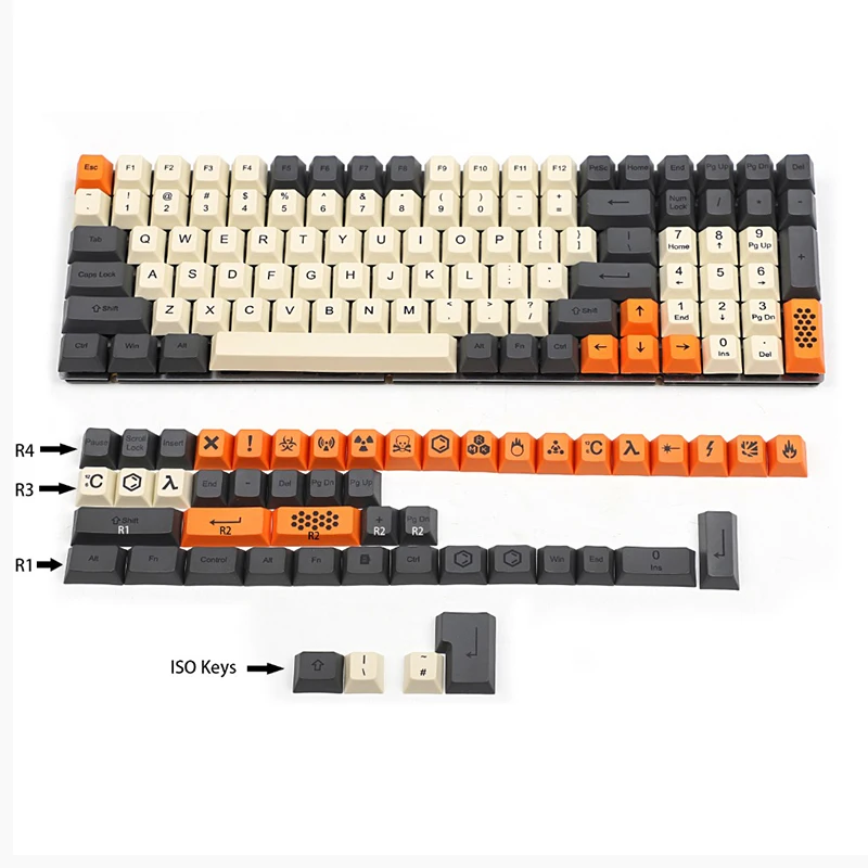 Вишневый профиль PBT термосублимационный углеродный полный набор ключей колпачок