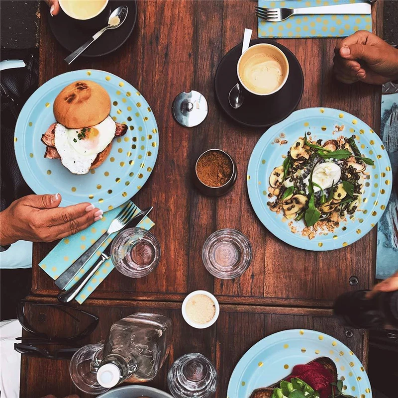 10 шт./лот вечерние столовые приборы в Золотой горошек на день рождения светло