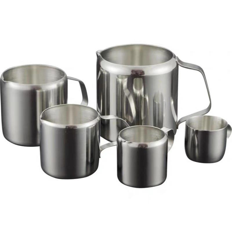 

1PCS Stainless Steel Cups Wine Beer Coffee Cup Pull Flower Milk Mugs With Pointed Mouth Kitchen Coffee Supplies For Cafe