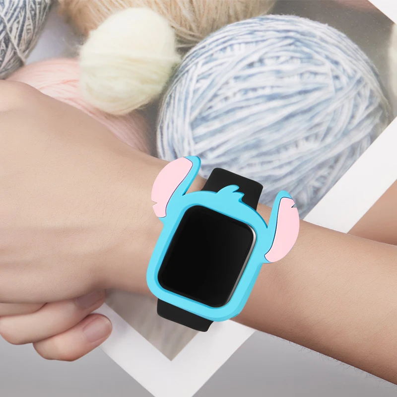 Чехол с милыми мультяшными часами для apple watch 4 5 мягкий силиконовый бампер 40 мм 44
