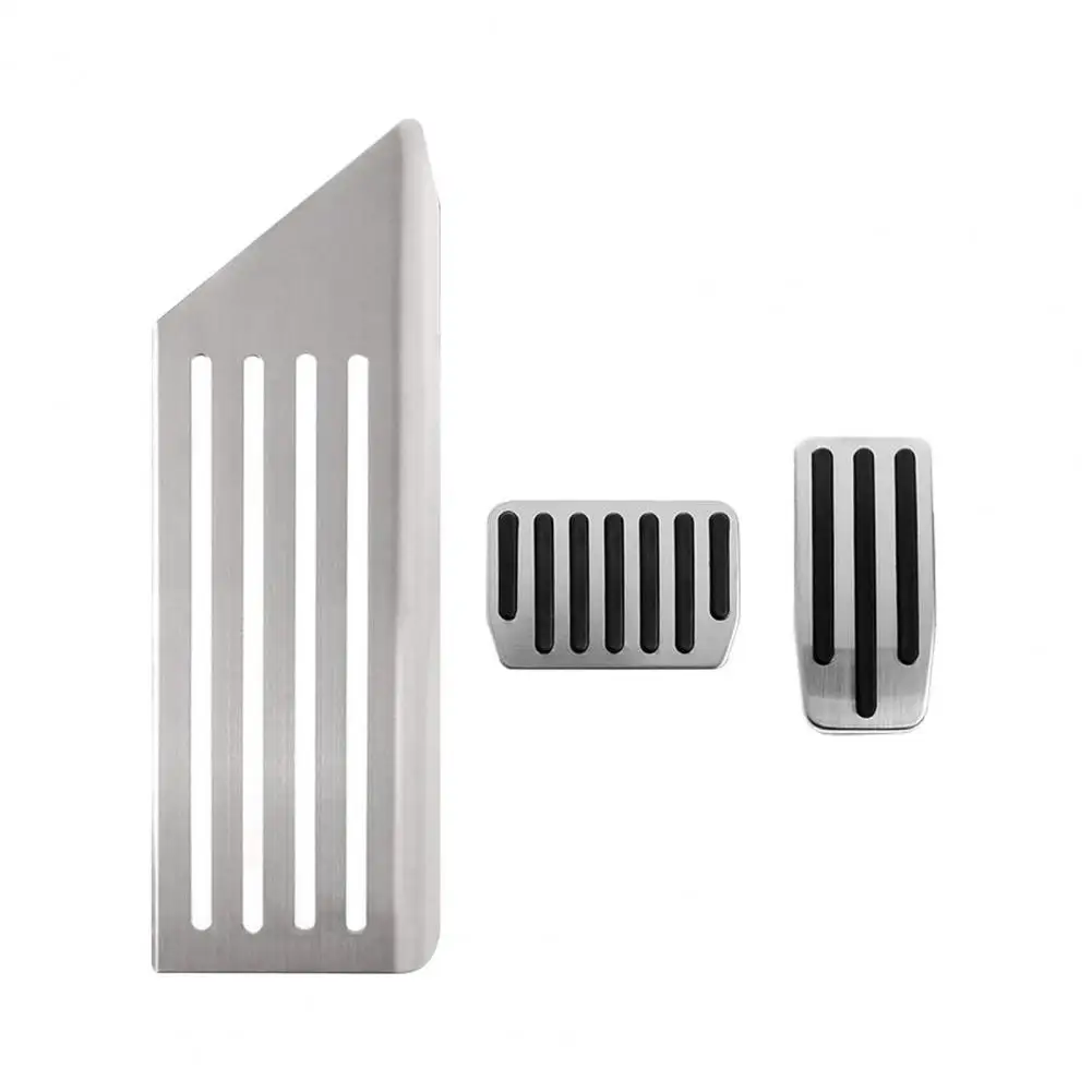 

3Pcs Accelerator Pedal Sensitive Non-slip Stainless Steel Silver Color Foot Pedals Pads for Tesla Model 3 2019-2021