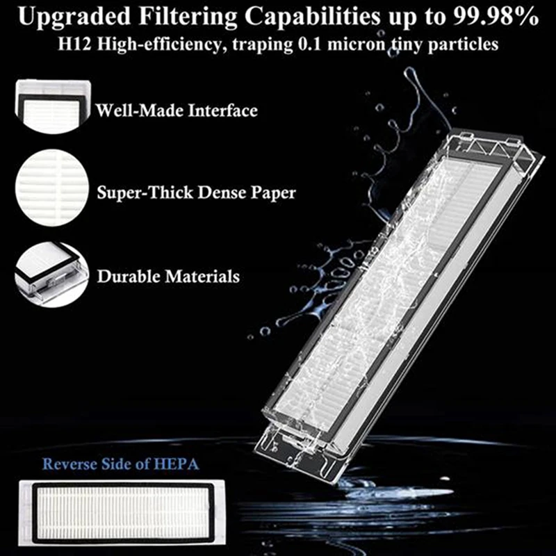 

Side Brush Rags HEPA Filter Rolling Brush Accessories with Bar Mat 12Inch x 6Inch Black Bar Service Spill Mats (2 Pack)