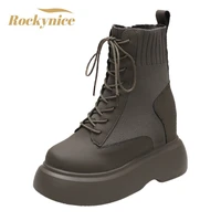 women ankle boots punk high platform motorcycle booties winter chunky sneakers woman sock shoes chaussure femme botas mujer 9cm