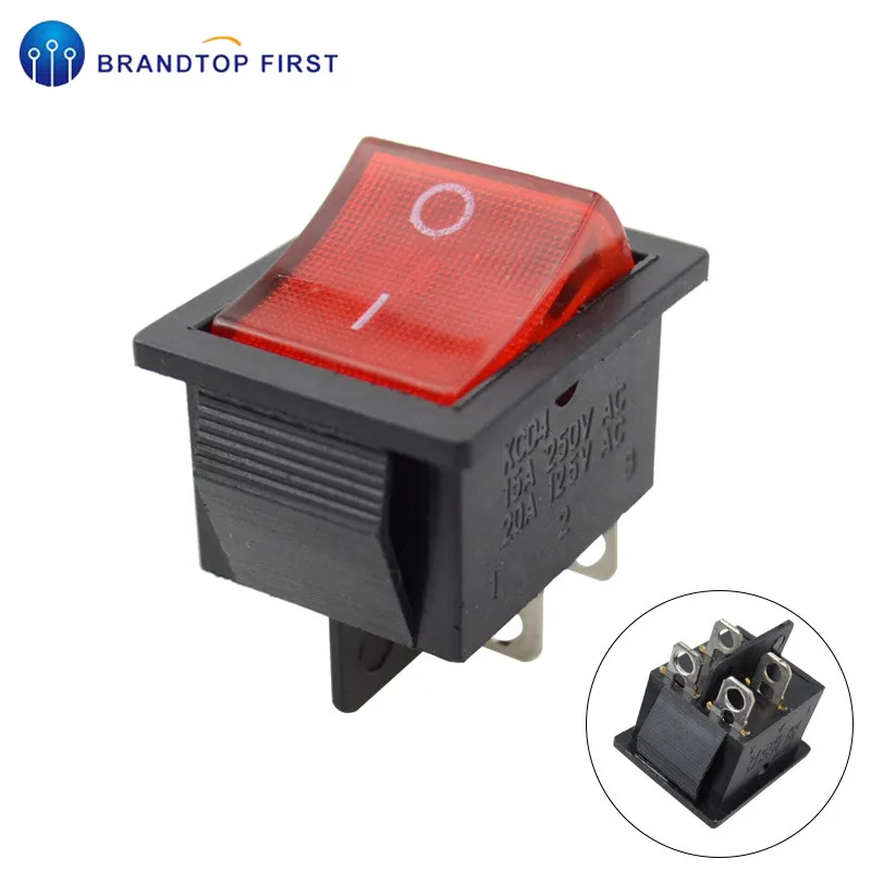 KCD4 кулисный переключатель Мощность переключатель 4 Пина 6Pin 15A 250VAC 20A 125VAC - Цвет: 4Pin red