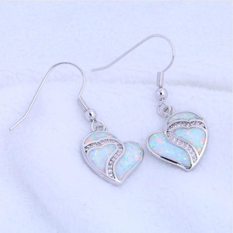 

Luxury exquisite fashion heart-shaped opal earrings female romantic wedding accessories Valentine's day charm jewelry gifts