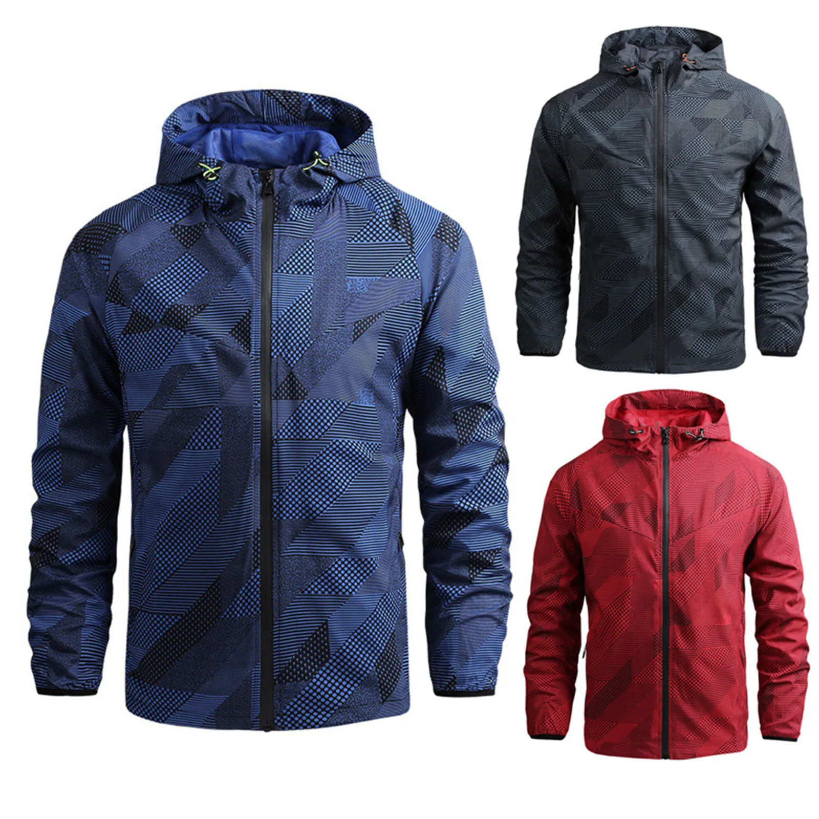 

2021 Men's Autumn And Winter Coat Printed Hooded Windproof Outdoor Thin Jacket Coat Top Blouse High Quality Daily Comfy Jacket