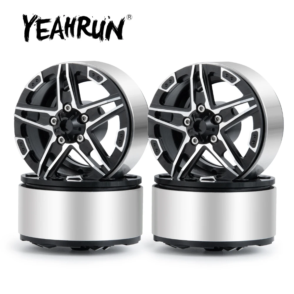 

YEAHRUN 4Pcs 1.9inch Metal Alloy Beadlock Wheel Rims Wheel Hubs for Axial SCX10 CC01 D90 1/10 RC Rock Crawler Car Model Parts