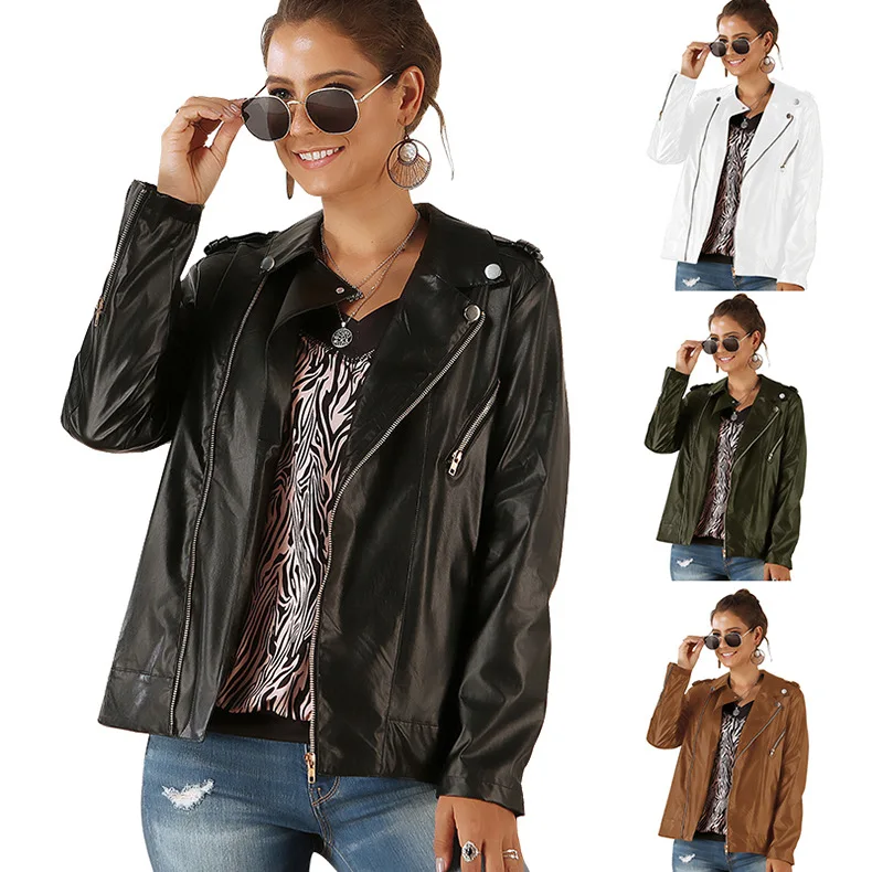 Куртка женская короткая искусственная мягкая кожаная куртка PU черная красная