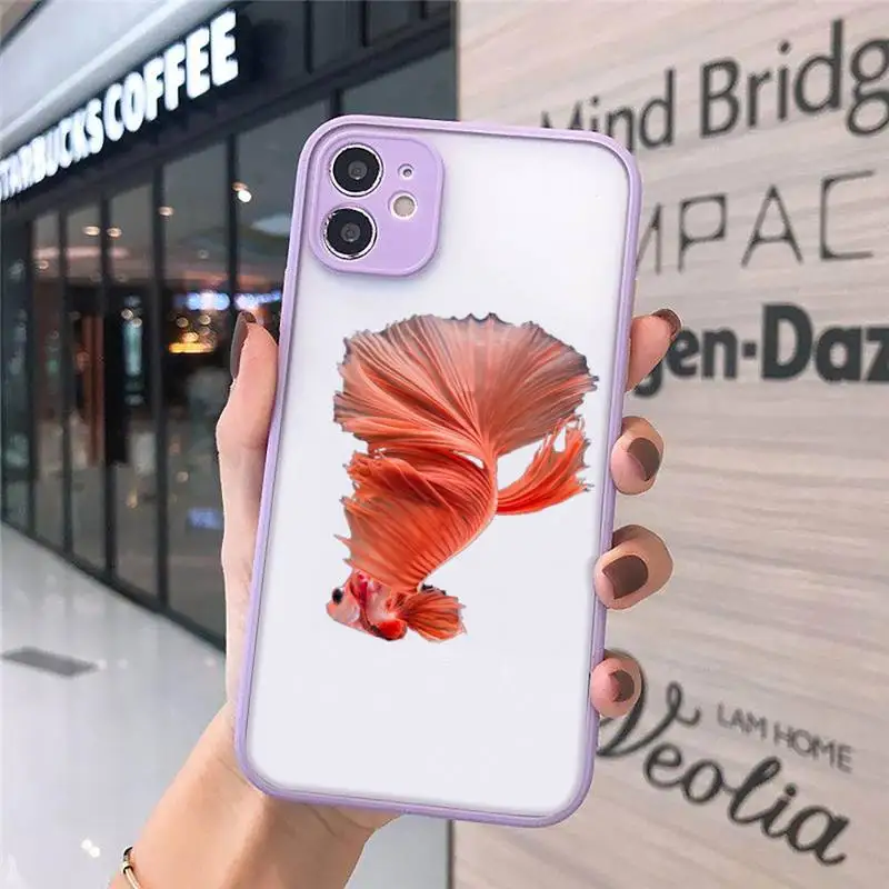

beautiful Fighting fish luxury Phone Cases coque matte transparent For iphone 7 8 11 12 plus mini x xs xr pro max cover