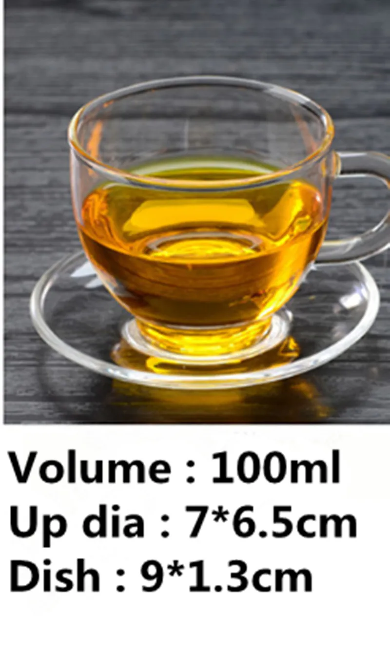 Стеклянная чашка маленькая чайная чайный набор кунг фу с тарелкой ручкой