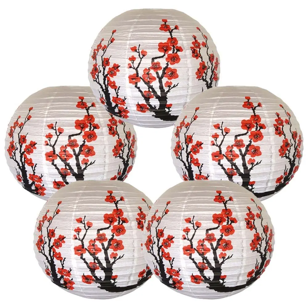 

5pcs/lot 16" 40cm Flower Paper Lanterns Sakura Chinese Japanese Festival Paper Lantern Balls Wedding Birthday Party Decoration